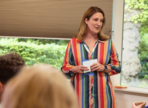 Bianca tijdens presentatie